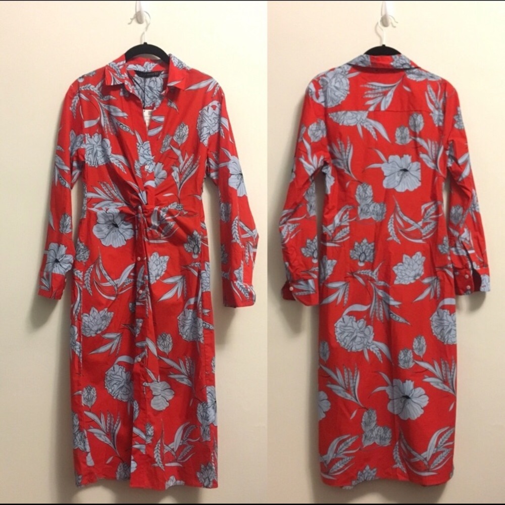 SOLD Zara NWT Red + Blue Floral Dress
